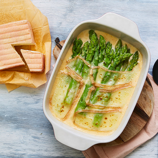 Gratin d’asperges au Maroilles